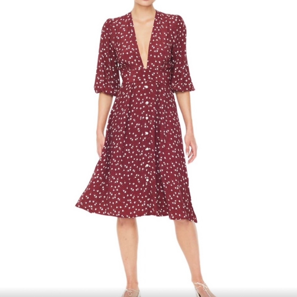 Faithfull the Brand Burgundy Midi Dress